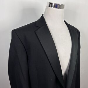 Jos A Bank 48L Tuxedo Jacket 100% Wool Black One Button Lined Vented Formal